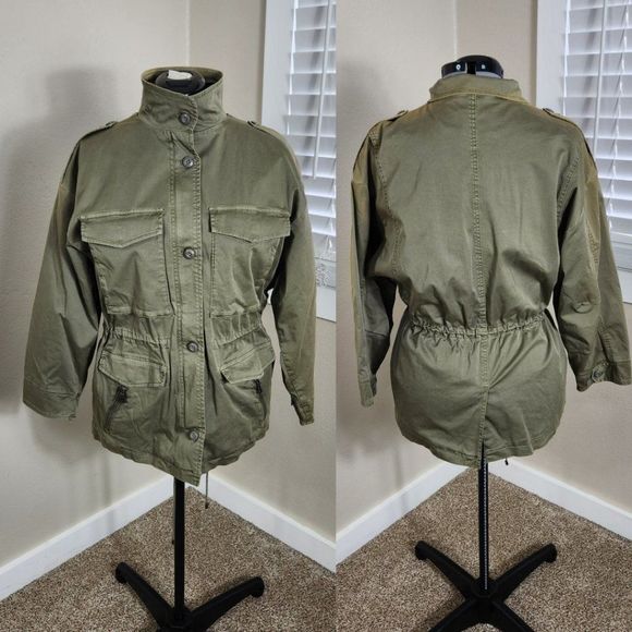 Joie NWT Olive Green Jenita Utility Jacket Size L NWT - Picture 2 of 16
